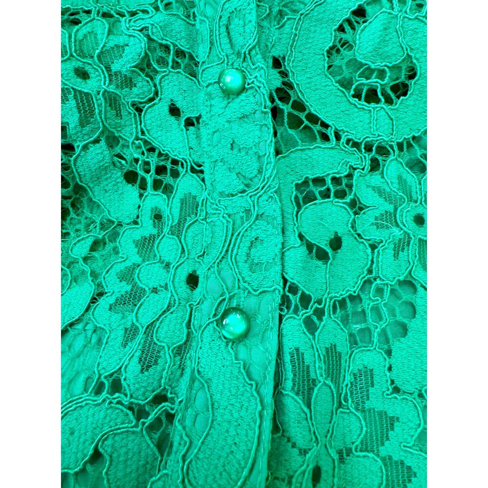 NANETTE Nanette Lepore Green Lace Blouse - Emerald Isle - Picture 4 of 15